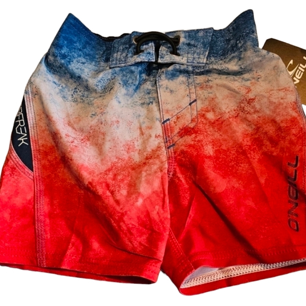 O'Neill Superfreak Board Shorts O'Neill Swim Trunks Red White Blue Boy's Size 2T